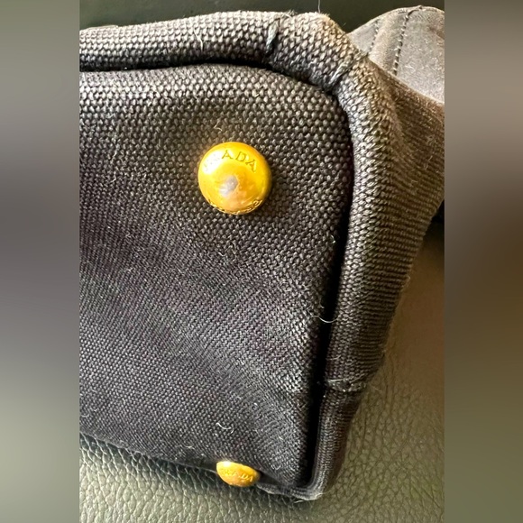 GUC Prada Canapa Denim Canvas PM Black Crossbody Hand Bag with Strap - Picture 5 of 12